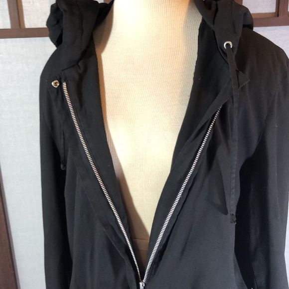 Gap Women's Rayon Black Jacket Blazer Zip up Front Hood X Large - Picture 4 of 12